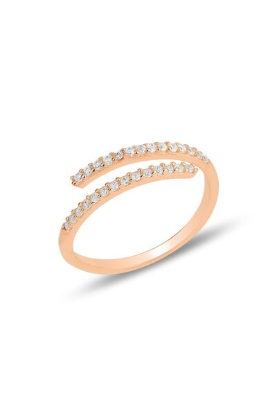 Silver Rose Zircon Stone Top Adjustable Ring Sgtl11813Rose