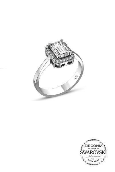 Silver Baguette Stone Diamond Model Ring Sgtl20519Yzk