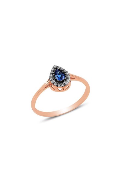 Silver Diamond Mounted Sapphire Stone Drop Ring Sgtl9005Sfr