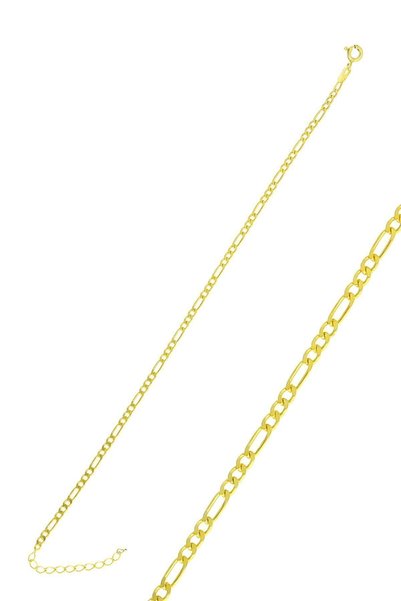 Silver Gold Gilded Figaro Chain Bracelet Sgtl10516Gold