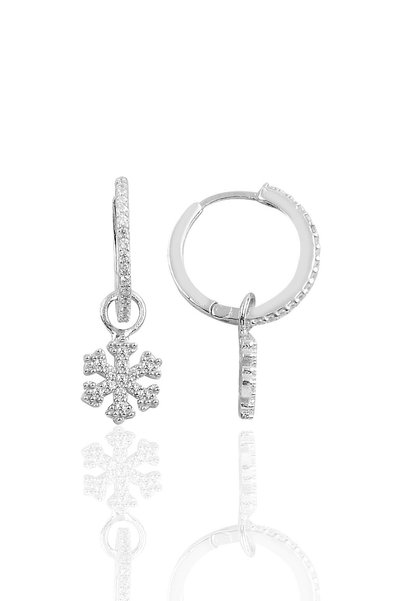 Silver Snowflake Hoop Earrings Sgtl10143Krt