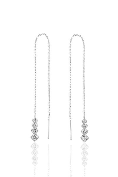 Silver Sparkling Silver Chain Earrings Sgtl10418Rodaj