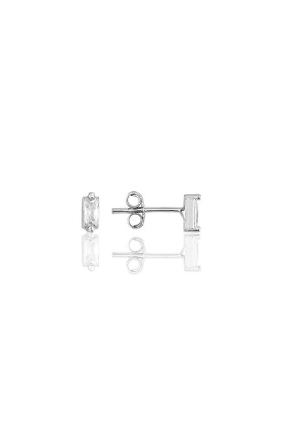 Silver Rhodium Zircon Baguette Stone Earrings Sgtl11717Rodaj