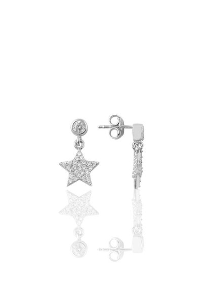 Silver Zircon Stone Star Model Earrings Sgtl9458