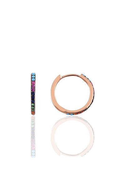 Silver 17 mm Rainbow Model Tamtur Hoop Earrings Sgtl10141Mix