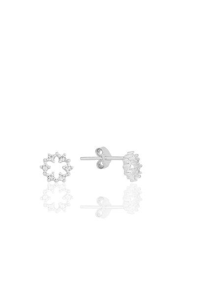 Silver Rhodium Zircon Stone Snowflake Earrings Sgtl12184Rodaj