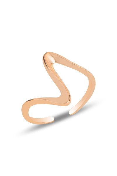 Silver Rose Wave Adjustable Ring Sgtl11825Rose