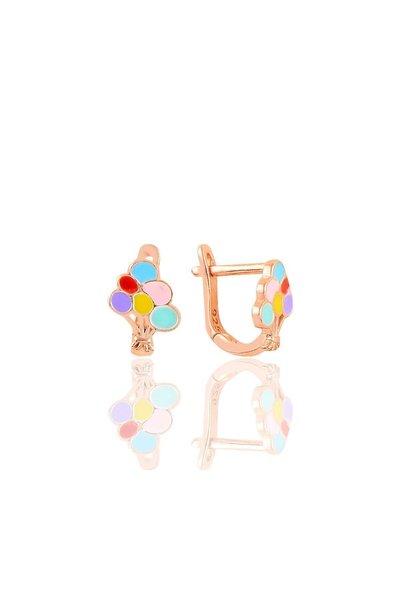 Silver Rose Enameled Colorful Balloons Children's Earring Sgtl10981Rose
