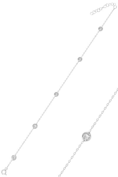 Silver Rhodium Zircon Single Row Stone Bracelet Sgtl12500Rodaj