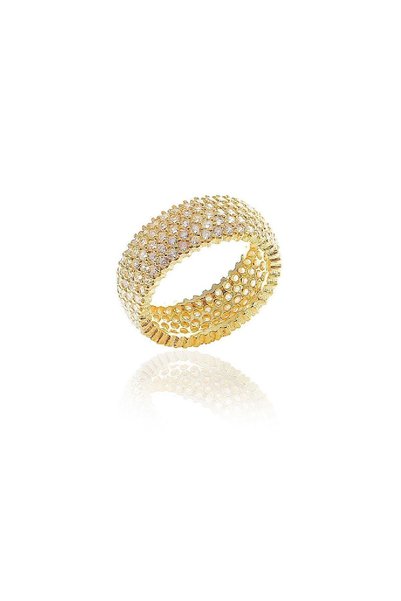 Women's Full-Round Five-Row Zircon Stone Ring Gold-9 SGTL5732