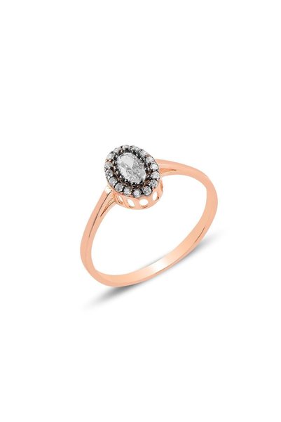 Silver Rose Diamond Mounted Oval Ring. Sgtl11472