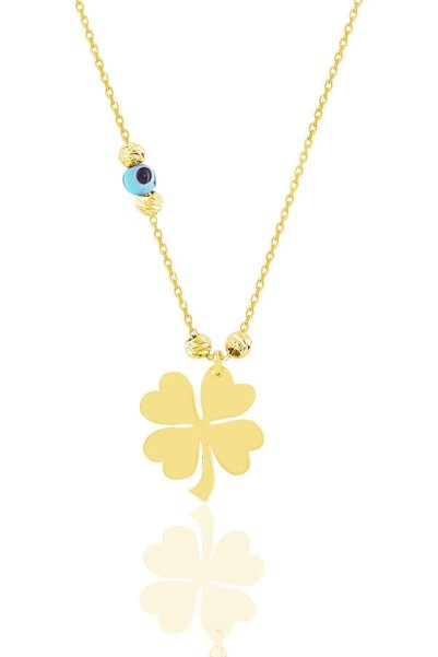 Silver Gold Gilded, Evil Eye, Dorica Ball Clover Necklace Sgtl11443Gold