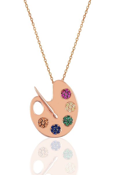 Silver Palette Necklace Sgtl10060Rose
