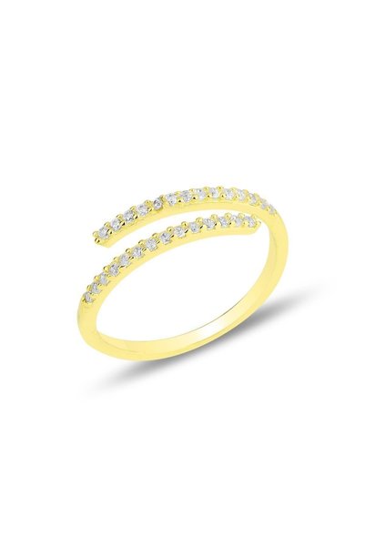 Silver Gold Gilded Zirconia Top Setting Ring Sgtl11813gold
