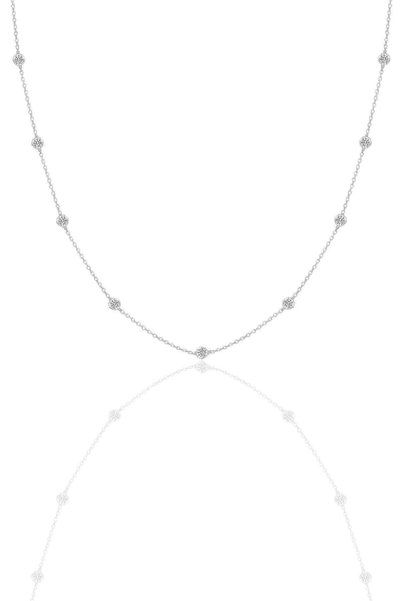 Silver Rhodium Zircon Row Stone Necklace Sgtl12409Rodaj