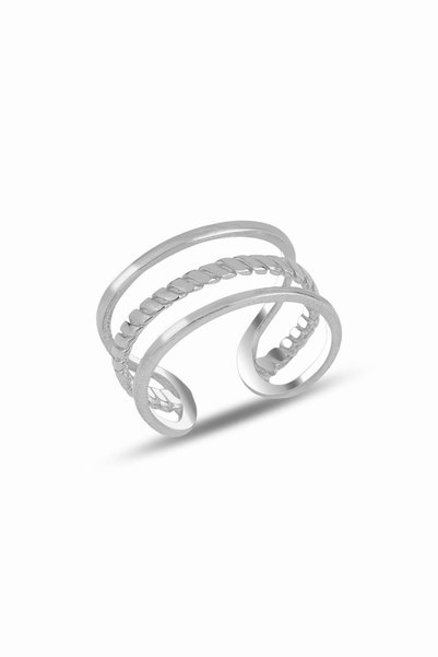 Silver Rhodium Plated Adjustable Knuckle Ring Sgtl11681rodaj