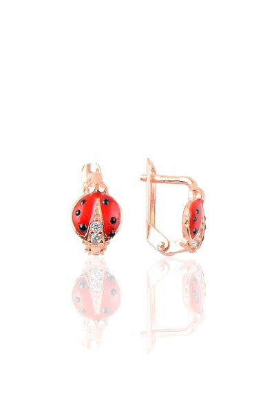 Silver Enameled Ladybug Children's Earring Sgtl9235