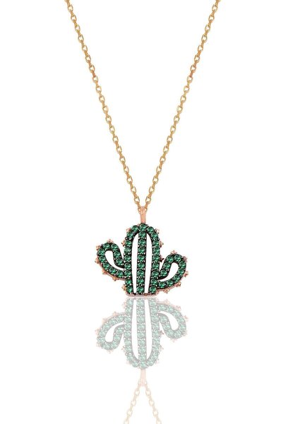 Women's Silver Cactus Model Necklace Sgtl9901