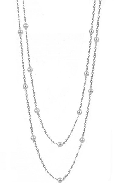 Silver Rhodium 100 cm Ball Ball Chain Sgtl11132Rodaj