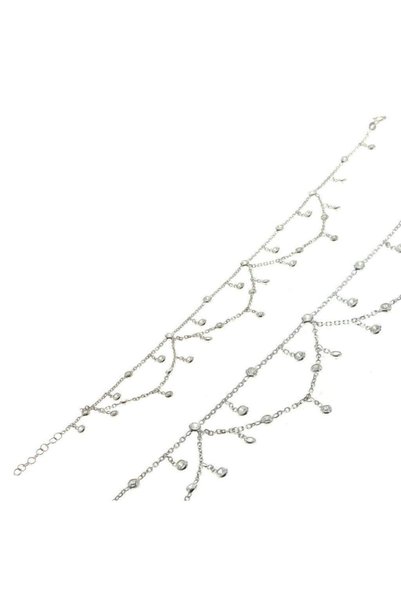 Rhodium Zircon Stone Princess Anklet
