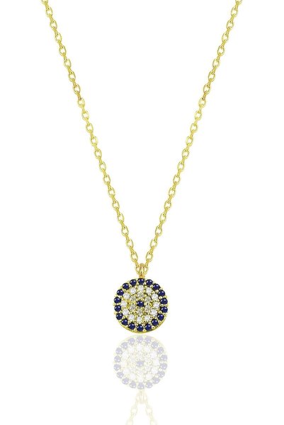 Silver Gold Gilded Zircon Stone Evil Eye Necklace Sgtl12511Gold