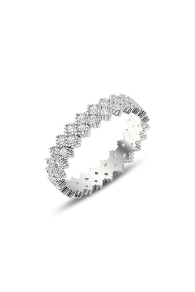 Silver Cross Stone Double Row Full Eternity Ring Sgtl9033
