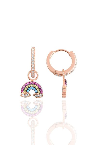 Silver Rainbow Hoop Earrings Sgtl10142Gok