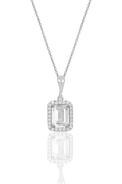 Сребрен ѓердан со багет камен Sgtl10058Rhodium