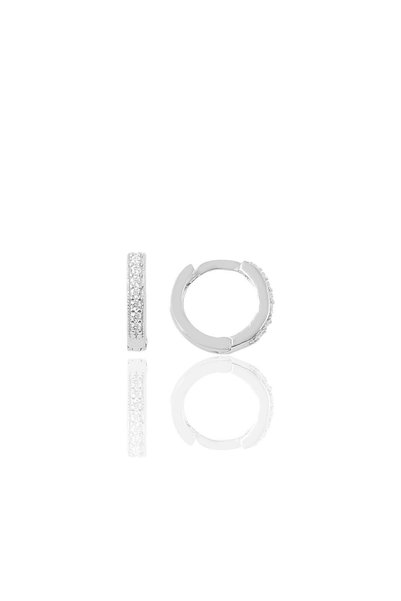 Silver Rhodium Plated Zircon Stone 9 mm Hoop Earrings Tragus Piercing Helix Cartilage Earrings Sgtl11736rodaj