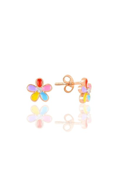 Silver Color Flower Children's Earring Sgtl10408Rose
