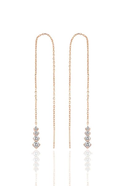 Silver Rose Sparkling Silver Chain Earrings Sgtl10418Rose
