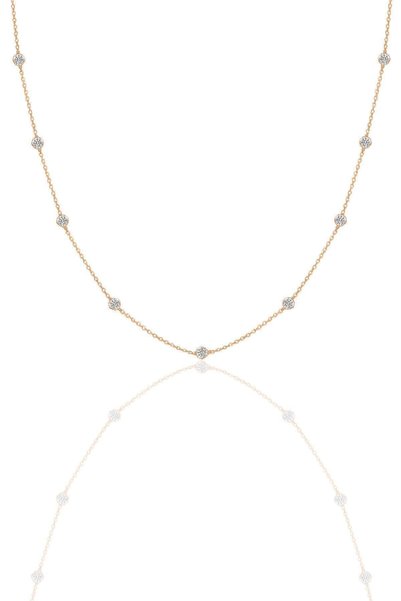 Silver Rose Zircon Row Stone Necklace Sgtl12409Rose