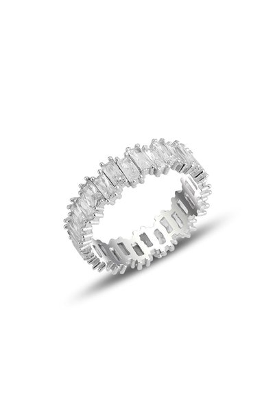 Silver Rhodium Baguette Stone Tamtur Ring Sgtl11449