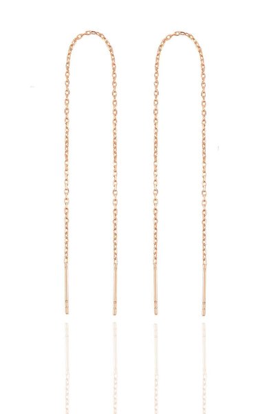 Silver Chain Earrings Sgtl10351Rose