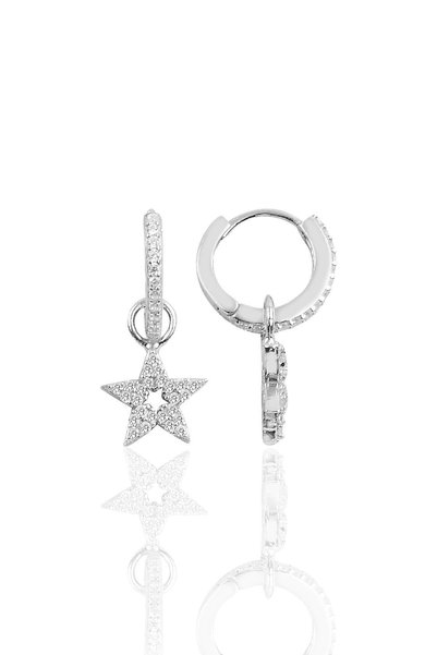 Silver Star Hoop Earrings Sgtl10143Ylz