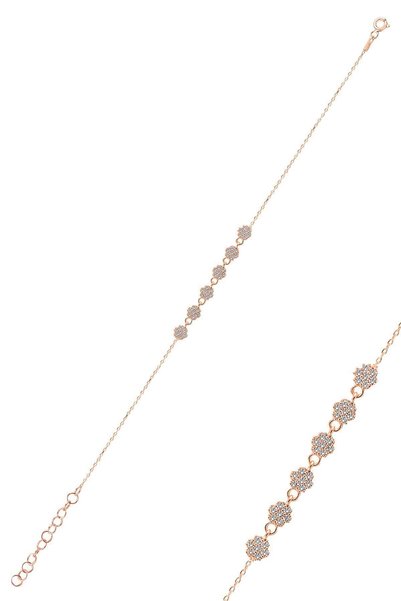 Silver Rose Zirconia Flower Bracelet Sgtl10305Rose
