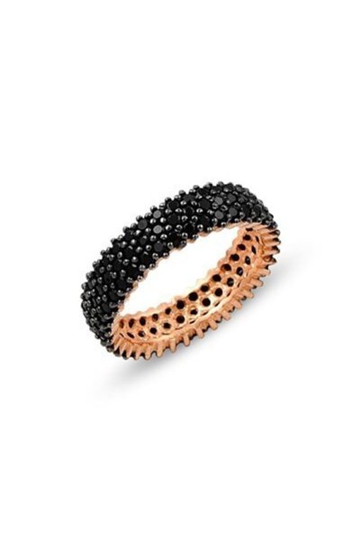 Rose Onyx Stone Full Eternity Wedding Ring Yüzük8307