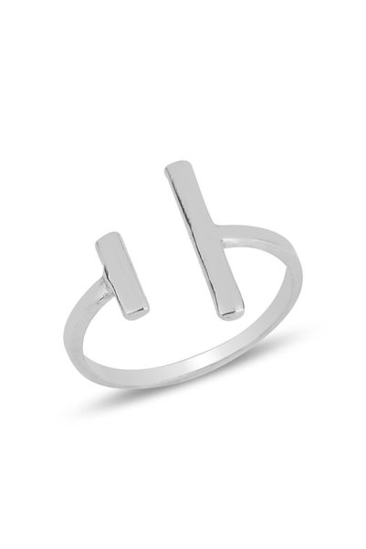 Silver Rhodium Modern Design Top Adjustable Ring Sgtl11816Rodaj