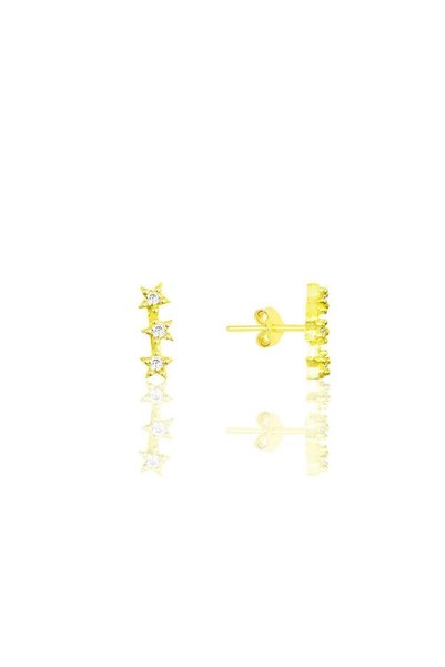 Silver Gold Gilded Zircon Stone Shooting Stars Earrings Sgtl12185Gold