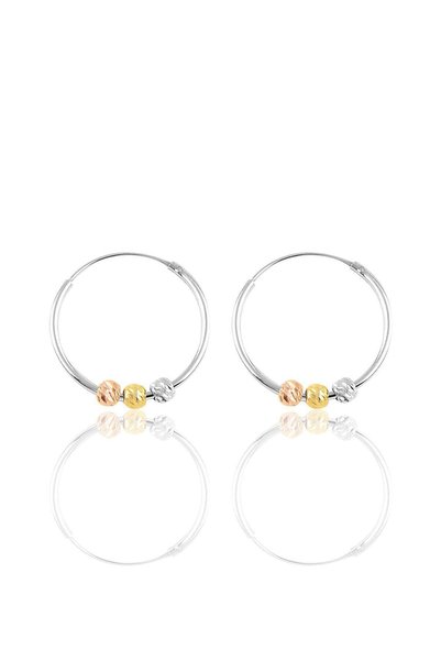Silver 18 mm Colorful Dorical Hoop Earrings Sgtl10335Rodaj