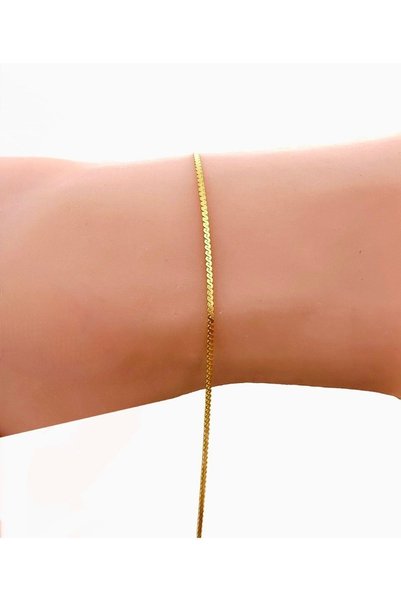 Silver Gold Gilded Knitted Model Italian Chain Bracelet Sgtl11810Gold