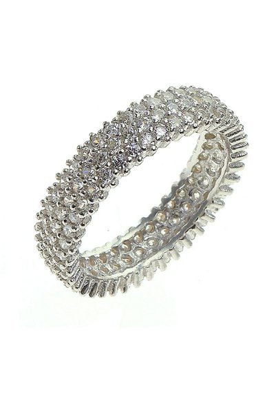 Women's Tamtur Three Row Zircon Stone Ring White-16 Sgtl5733