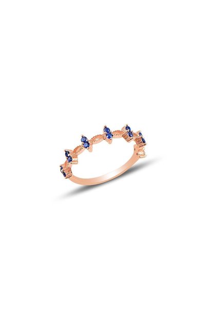 Silver Rose Sapphire Stone Crown Ring Sgtl10290Sfr