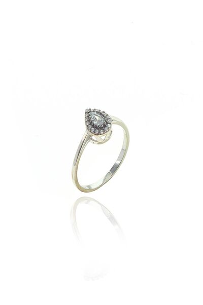 Silver Zircon Stone Diamond Mounted Drop Ring Sgtl9006Ring