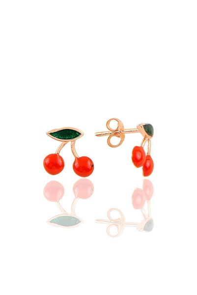 Silverrose Enamel Cherry Child Earring Sgtl12377Rose
