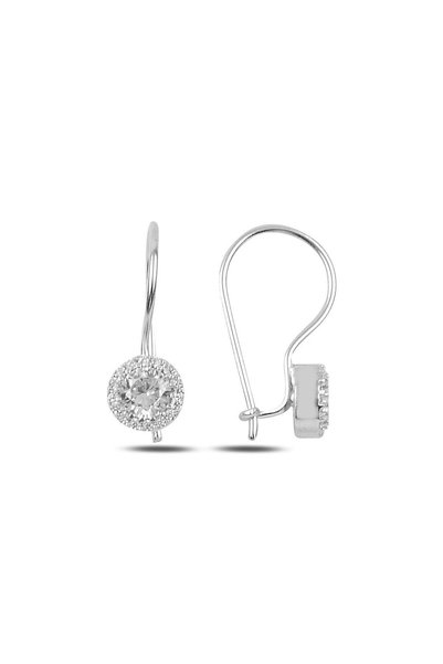 Silver Rhodium Zircon Cubic Zirconia Diamond Mounted Earrings Sgtl10070Rdj