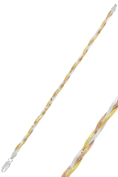 Silver Rose Rodaj and Gold Gilded Braided Italian Bracelet Sgtl11627Colorful
