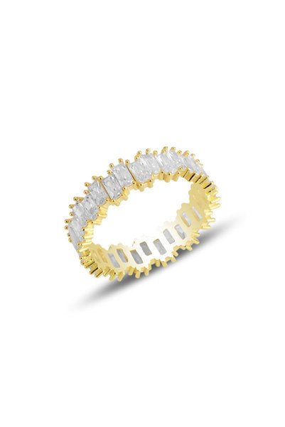 Silver Gold Gilded Baguette Stone Tamtur Ring Sgtl11449