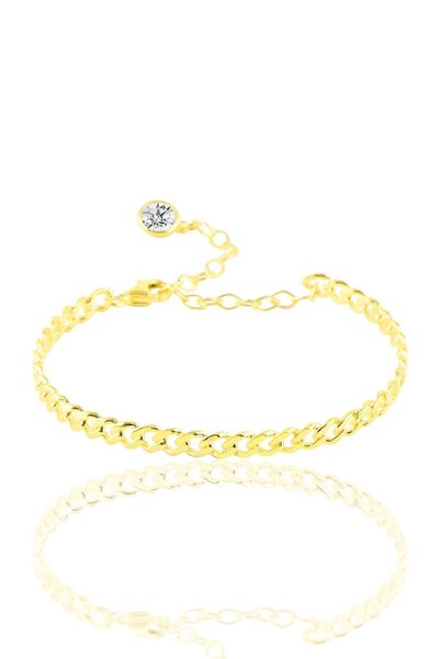 Silver Chain Model Gold Color Bracelet Sgtl10026Gold