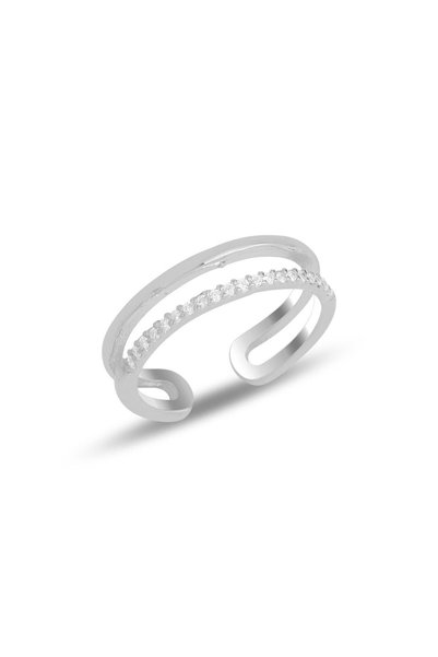 Silver Rhodium Zircon Stone Adjustable Ring Sgtl11690Rodaj